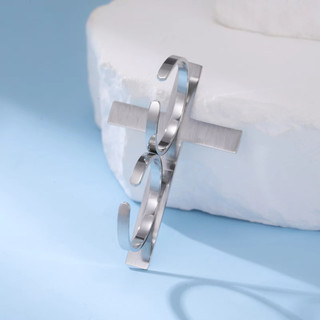 Nhẫn Chữ Thập Đôi thép Không Gỉ, Phù Hợp làm Trang Sức cho Nam và Nữ, Tặng phẩm Đặc biệt