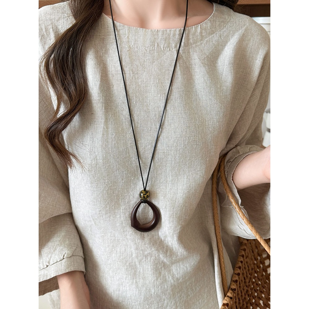 Vòng cổ rỗng hình bầu dục nhựa retro phong cách Trung Quốc, thời trang và thanh lịch