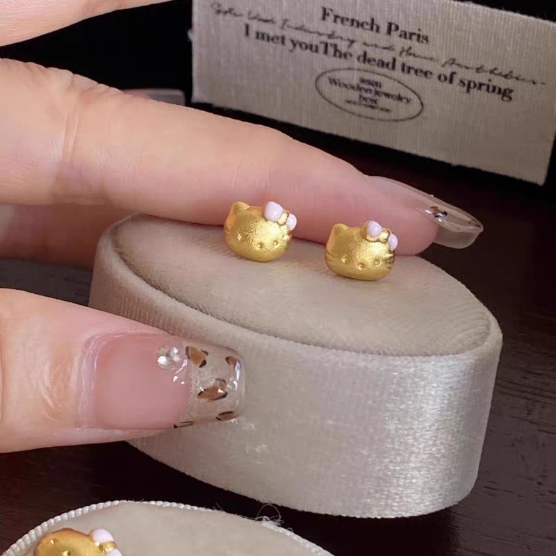 Bông Tai Hình Nơ Hồng Hello Kitty Cao Cấp - Nhỏ Và Tinh Tế, Nhiều Cách Trang Sức