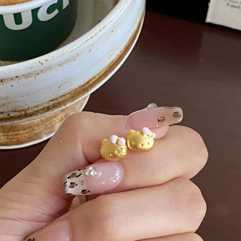Bông Tai Hình Nơ Hồng Hello Kitty Cao Cấp - Nhỏ Và Tinh Tế, Nhiều Cách Trang Sức