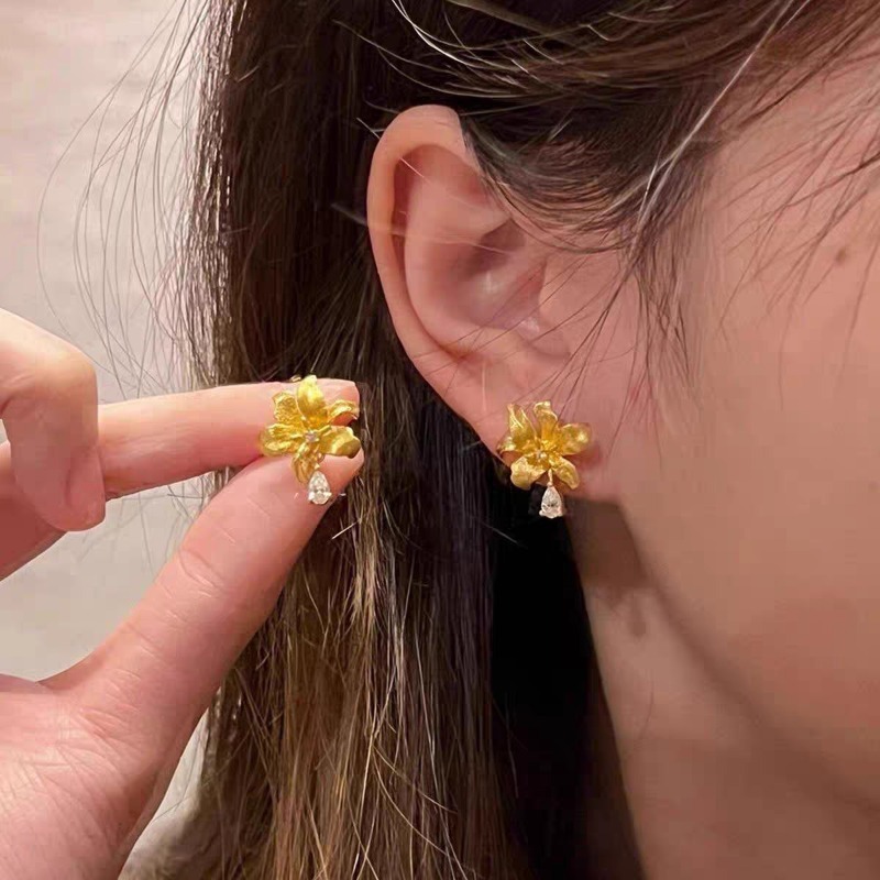 Bông tai hình hoa Lily tinh tế, thích hợp cho nữ, cá tính cao cấp