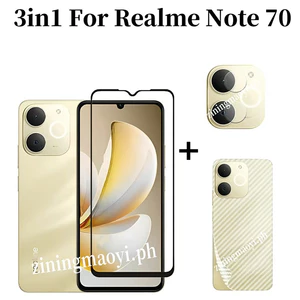 3in1 Realme Note 70 Phim cường lực viền đen cho Realme Note70T Note 60 Note 50 Realme C71 C75 Bảo vệ màn hình và phim ống kính máy ảnh và phim mặt sau
