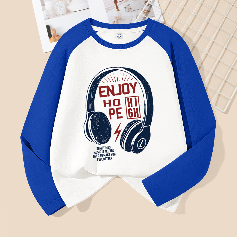 Áo thun dài tay bé trai, vải 100% Cotton in hình hợp thời trang, mềm mại thoải mái thích hợp để mặc đi học