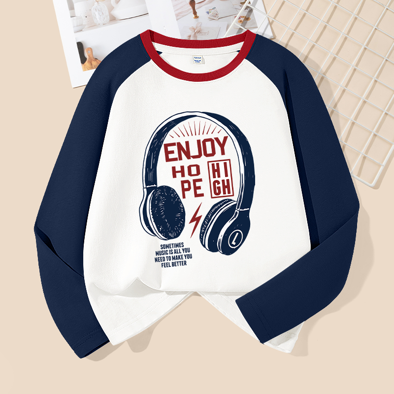 Áo thun dài tay bé trai, vải 100% Cotton in hình hợp thời trang, mềm mại thoải mái thích hợp để mặc đi học