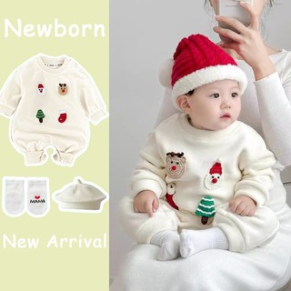 Bé Sơ Sinh Bé Trai Bé Gái Cotton Dễ Thương Mềm Mại Và Thoải Mái Mùa Đông Len Hàn Quốc Quần Áo Liền Quần Quà Tặng Giáng Sinh (0-24 tháng)