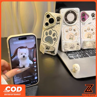 Thích Hợp Cho OPPO A5X A5 5G A3 A3X A3 Pro A5 Pro A18 A3 A79 A38 A17 A57 A60 A77S A58 A78 A98 A54 A76 A96 A16 A15 A9 2020 A7 A5S A12 Chân Chó Con Màu Trắng Dễ Thương IMD Chống Sốc TPU p
