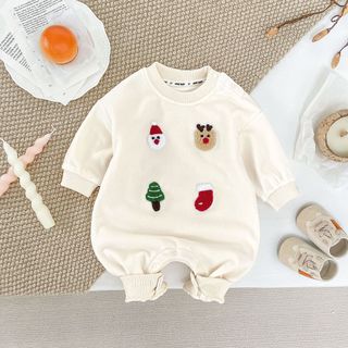 Bé Sơ Sinh Bé Trai Bé Gái Cotton Dễ Thương Mềm Mại Và Thoải Mái Đỏ Mùa Đông Len Hàn Quốc Quần Áo Liền Quần Quà Tặng Giáng Sinh (0-24 tháng)