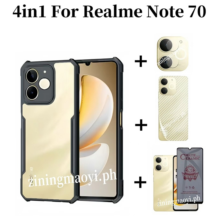 Ốp điện thoại di động chống rơi 4in1 Realme Note 70T cho Realme Note70 Note 60 Note 50 C71 C75 Phim và phim ống kính chống bảo mật và phim mặt sau