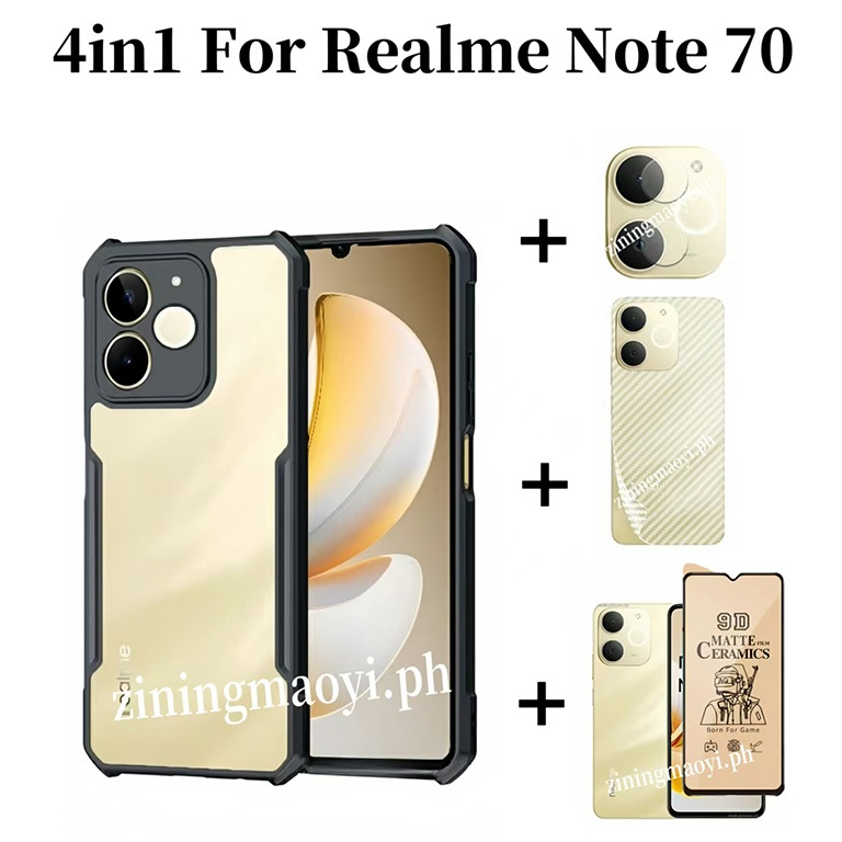 Ốp điện thoại di động chống rơi 4in1 Realme Note 70T cho Realme Note70 Note 60 Note 50 C71 C75 Phim và phim ống kính chống bảo mật và phim mặt sau