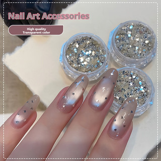 ANNIES Phụ Kiện Làm Móng Tay Mini Ngôi Sao Tình Yêu Chấm Bi Siêu Mỏng Đeo Móng Tay Móng Tay Titan Bạc Sequin Trang Sức