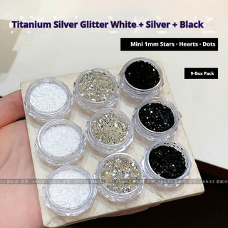 ANNIES Phụ Kiện Làm Móng Tay Mini Ngôi Sao Tình Yêu Chấm Bi Siêu Mỏng Đeo Móng Tay Móng Tay Titan Bạc Sequin Trang Sức
