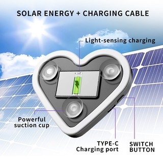 Cốc hút sạc năng lượng mặt trời TypeC Đèn khí quyển xung quanh hình trái tim tình yêu