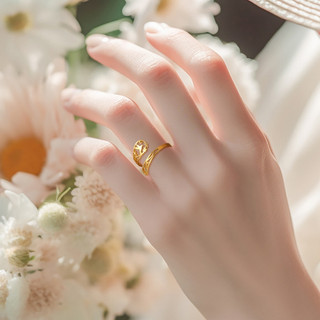 Nhẫn mở hoa & chim bằng thép không gỉ SKYRIM 18K không gây dị ứng Quà tặng trang sức có thể điều chỉnh cho nữ