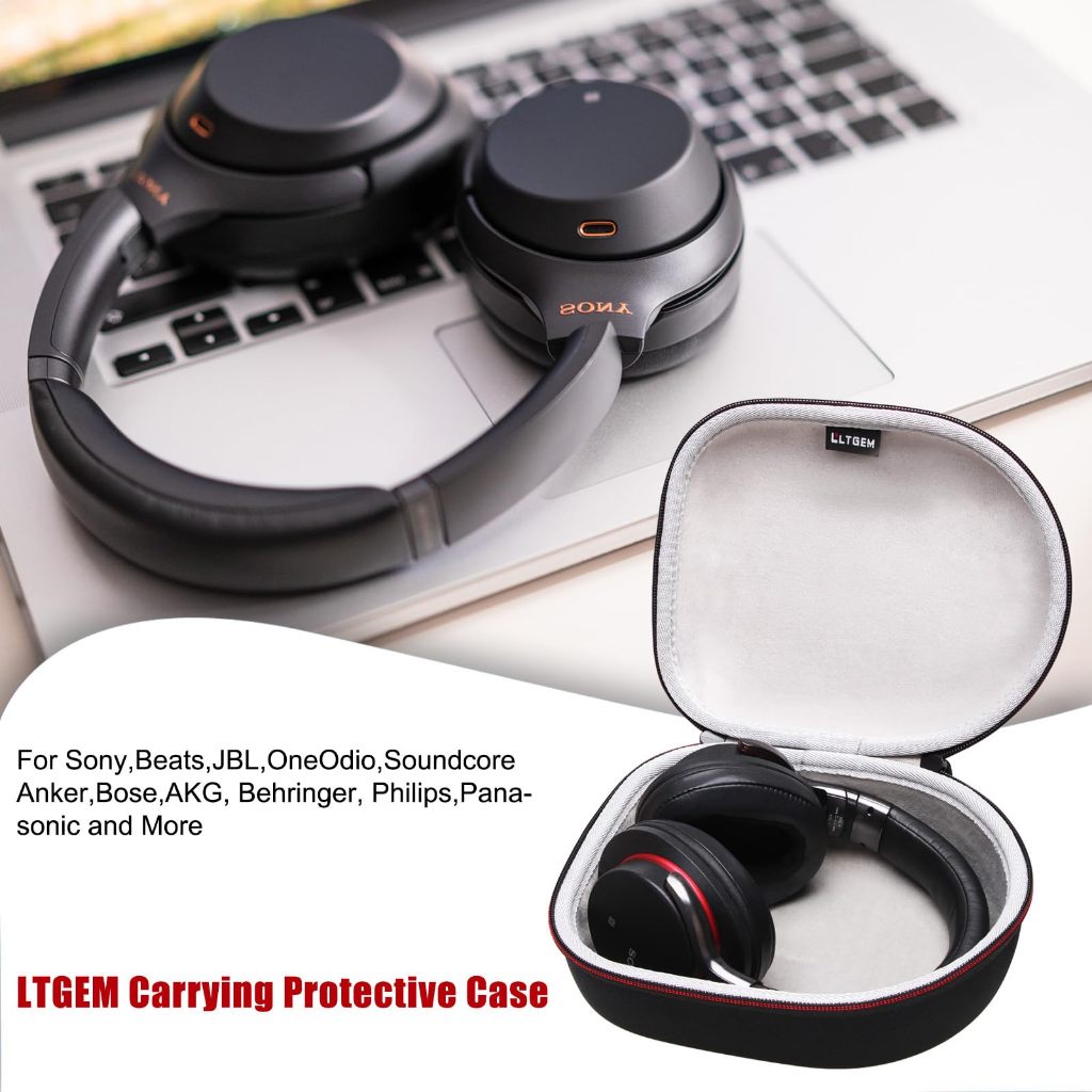 Hộp đựng tai nghe cứng – Tương thích với JBL, Beats, Sony, Bose, Sennheiser, Logitech, Jabra và hơn thế nữa | Đen + Xám