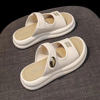 Dép Nữ Mùa Hè 2025 Hàng Mới Về Thời Trang Thoải Mái Chunky-Heeled Dép Phong Cách Pháp Cho Váy Dép Bà Bầu