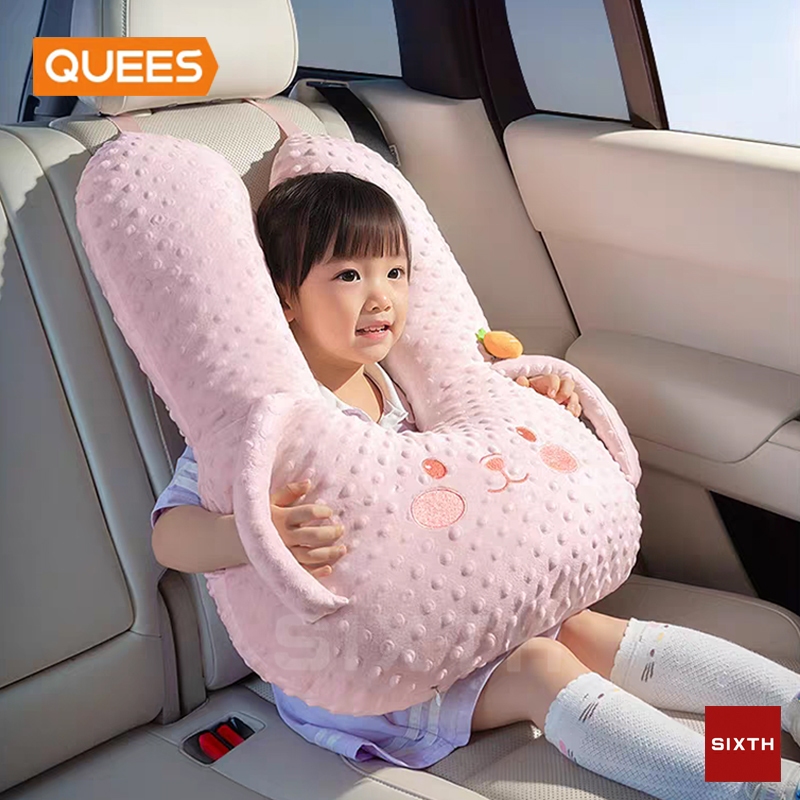 QUEES Gối ôm dây an toàn ô tô Gối ôm xe ô tô trẻ em Gối Tựa Đầu ngủ trên ô tô hình thú ngộ nghĩnh dành cho trẻ và người lớn khi đi xe ô tô chống trẹo cổ ngủ ngon