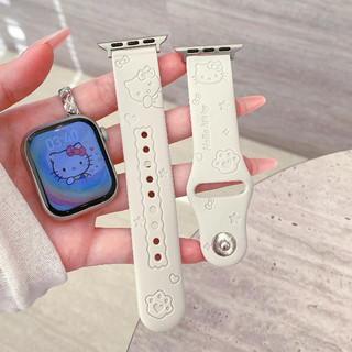 Dây đeo đồng hồ khắc laser KT dễ thương cho dây đeo đồng hồ phổ thông iwatch Series Ultra / 10 / 9, 18 / 20 / 22mm, Thích hợp cho dây đeo xiaomi 8 / 9 【 Pro 】