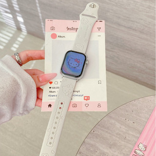 Dây đeo đồng hồ khắc laser KT dễ thương cho dây đeo đồng hồ phổ thông iwatch Series Ultra / 10 / 9, 18 / 20 / 22mm, Thích hợp cho dây đeo xiaomi 8 / 9 【 Pro 】