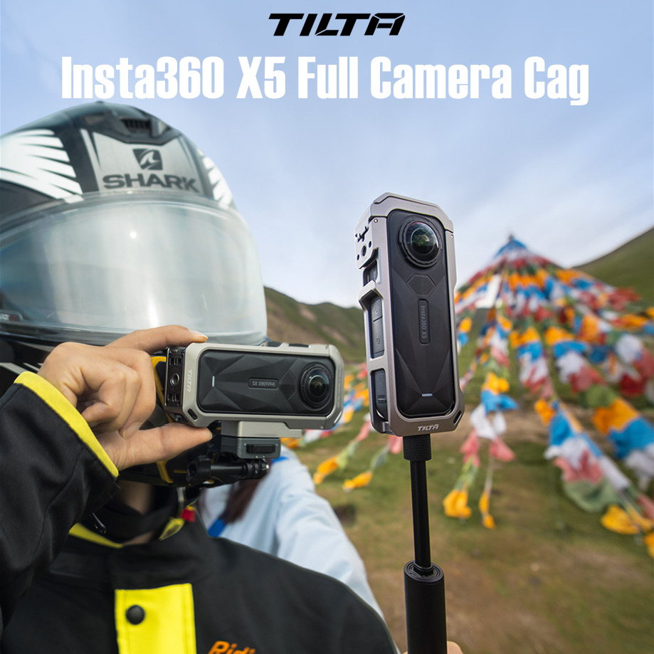 Tilta Gabbia Protettiva Per Insta360 X5 – In Alluminio Con Attacchi 1/4" E Cold Shoe, Supporto Girevole, Sgancio Rapido, Grigio Titanio - 4