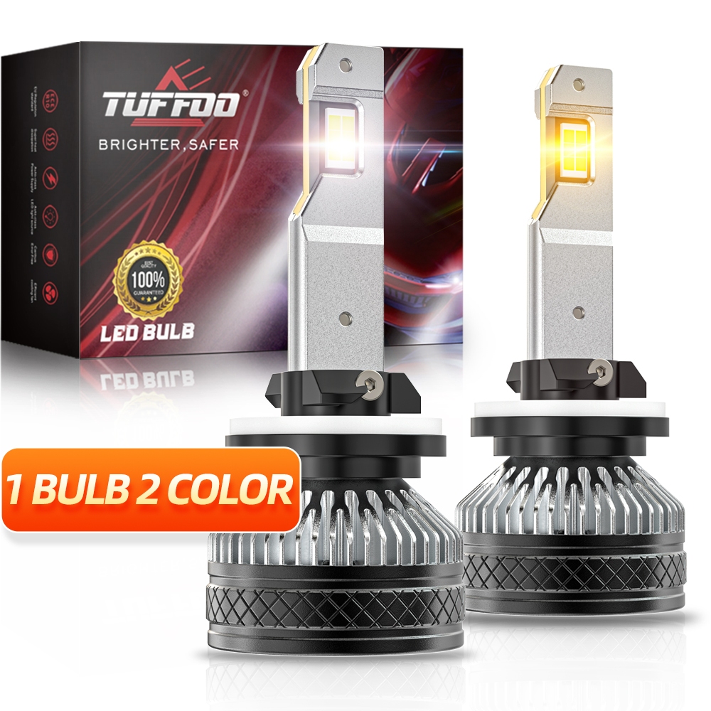 TUFFOO 1 Cặp 2 Màu 881 / 880 / H27 Bóng Đèn LED Sương Mù Ô Tô 100W 20000LM - 6000K Trắng / 3000K Vàng Vàng 【 M52 】