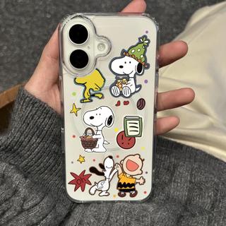 Ốp Bảo Vệ Trong Suốt Họa Tiết Snoopy Dễ Thương Cho iPhone 11 12 Pro 13 Pro Max 15 Pro Max 14 16 Pro 16 Plus 17 Air 17 Pro 17 Pro Max Ốp Điện Thoại