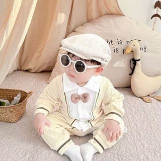Quần áo mùa đông mềm mại và thoải mái cho bé trai sơ sinh Áo liền quần phong cách đại học (0-24 tháng)