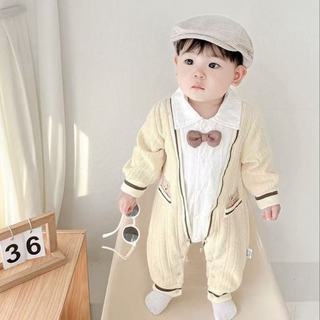 Quần áo mùa đông mềm mại và thoải mái cho bé trai sơ sinh Áo liền quần phong cách đại học (0-24 tháng)