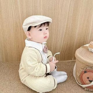 Quần áo mùa đông mềm mại và thoải mái cho bé trai sơ sinh Áo liền quần phong cách đại học (0-24 tháng)