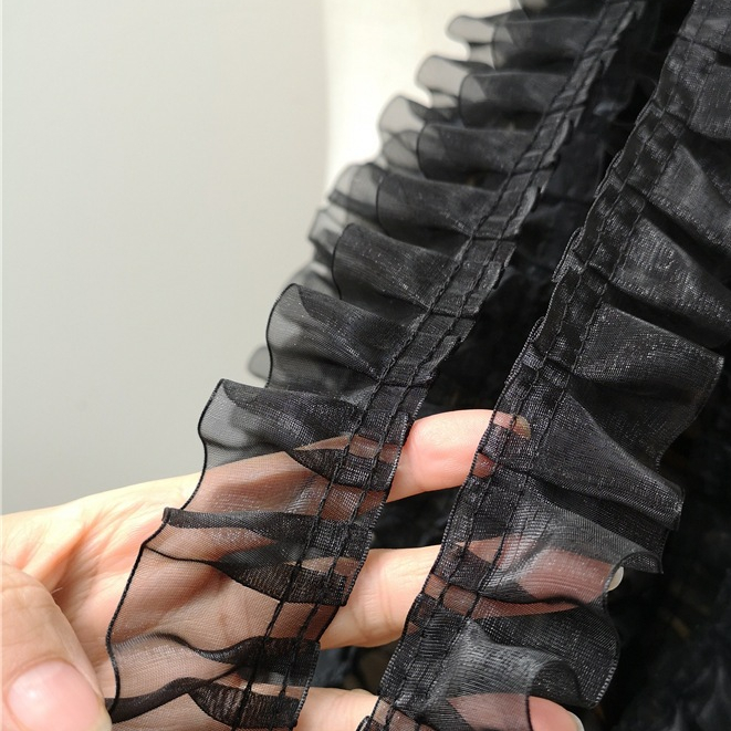 Voan Gạc Ren Xếp Ly Phụ Kiện Ren DIY DIY Handmade Trang Trí Cho Gothic Phong Cách Nữ Quần Áo 1 Mét TJ7473