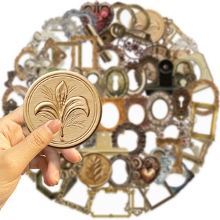 68 Chiếc Vintage Khung Ảnh Miếng Dán DIY Thêu Sò Hành Lý Ô Tô Laptop Chống Thấm Nước PET Miếng Dán