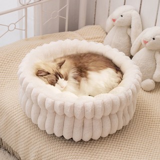 Giường cho mèo, Giường cho thú cưng sang trọng mềm mại Giường cho chó Donut có đáy chống trượt Giường cho mèo tròn dày dặn mùa đông cho chó con và mèo con