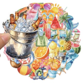 Bộ 50 Màu Nước Mùa Hè Dán DIY Hành Lý Xe Đạp Điện Thoại Máy Tính Chống Thấm Nước PET Miếng Dán