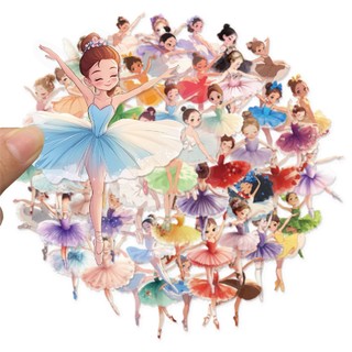 Bộ 50 Ballet Dance Girl Graffiti Miếng Dán DIY Laptop Điện Thoại Chống Thấm Nước Trong Suốt PET Miếng Dán