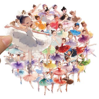 Bộ 50 Ballet Dance Girl Graffiti Miếng Dán DIY Laptop Điện Thoại Chống Thấm Nước Trong Suốt PET Miếng Dán
