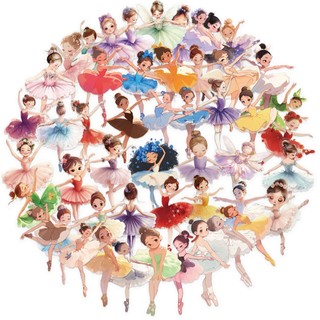 Bộ 50 Ballet Dance Girl Graffiti Miếng Dán DIY Laptop Điện Thoại Chống Thấm Nước Trong Suốt PET Miếng Dán