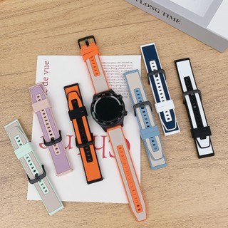 22mm 20mm Dây đeo silicon hai tông màu cho Samsung Galaxy Watch 7 6 5 4 40 44mm cho Huawei Watch GT4 3 4Pro Band