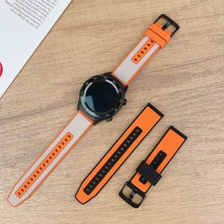 22mm 20mm Dây đeo silicon hai tông màu cho Samsung Galaxy Watch 7 6 5 4 40 44mm cho Huawei Watch GT4 3 4Pro Band