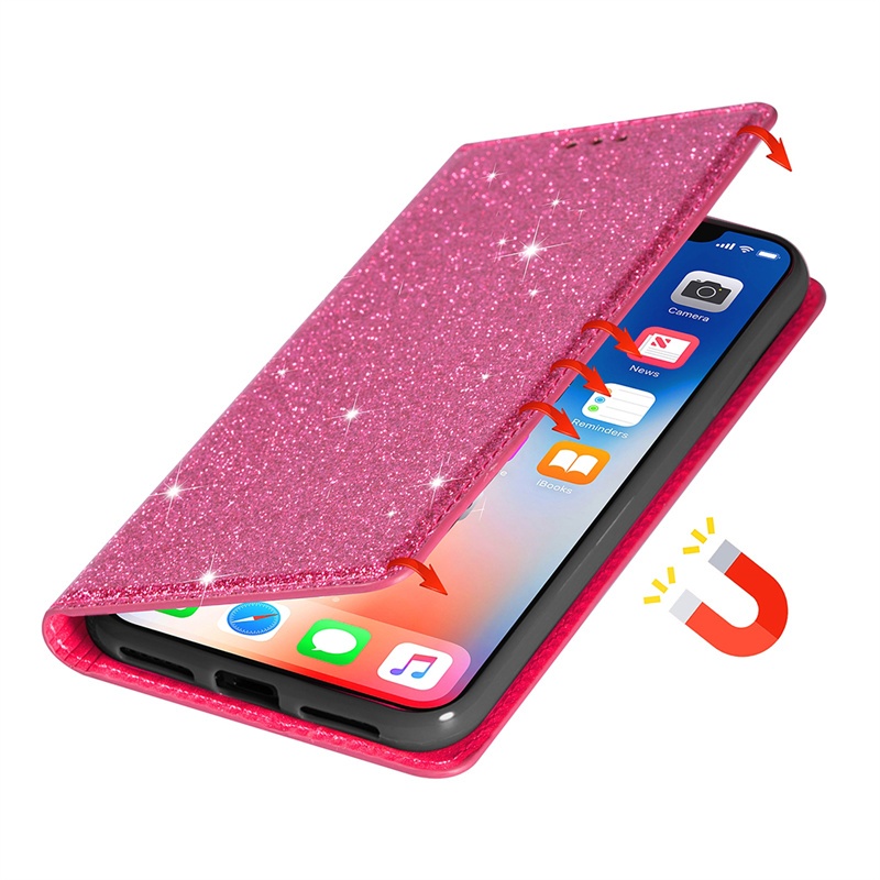 Ốp Lưng Cho Samsung Galaxy S10E S20 S21 FE S22 S23 S30 Ultra Plus Ốp Lưng Đựng Thẻ Lật Bling Lấp Lánh Bao Da