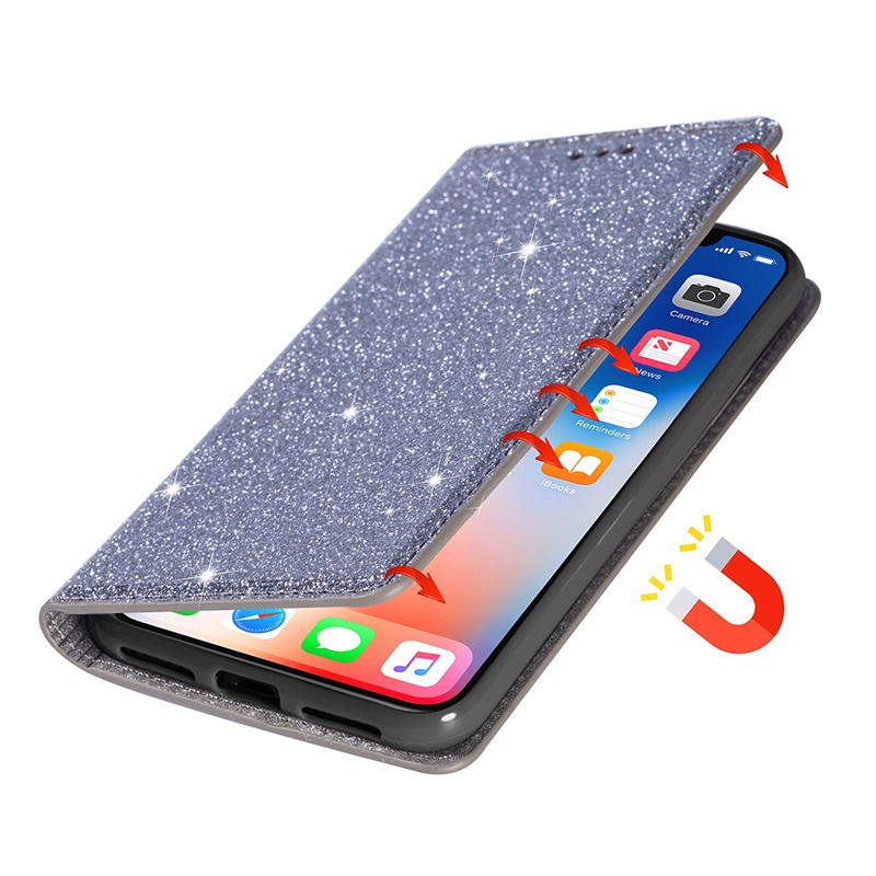Ốp Lưng Cho Samsung Galaxy S10E S20 S21 FE S22 S23 S30 Ultra Plus Ốp Lưng Đựng Thẻ Lật Bling Lấp Lánh Bao Da