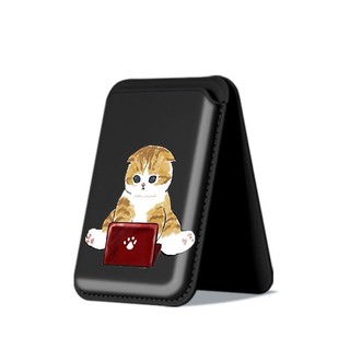 Giá đỡ thẻ điện thoại di động bằng da họa tiết mèo cho iPhone 17 17 pro max 17 air 16 16 pro max 15 14 13 12 11 Pro Max Plus giá đỡ thẻ dọc