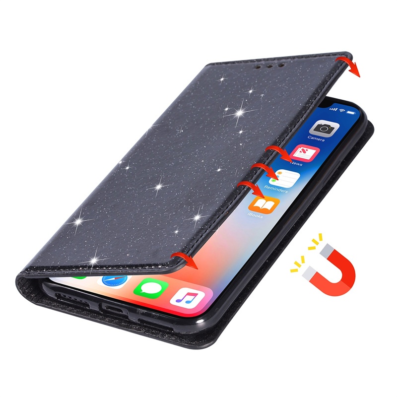 Ốp Lưng Cho Samsung Galaxy S10E S20 S21 FE S22 S23 S30 Ultra Plus Ốp Lưng Đựng Thẻ Lật Bling Lấp Lánh Bao Da