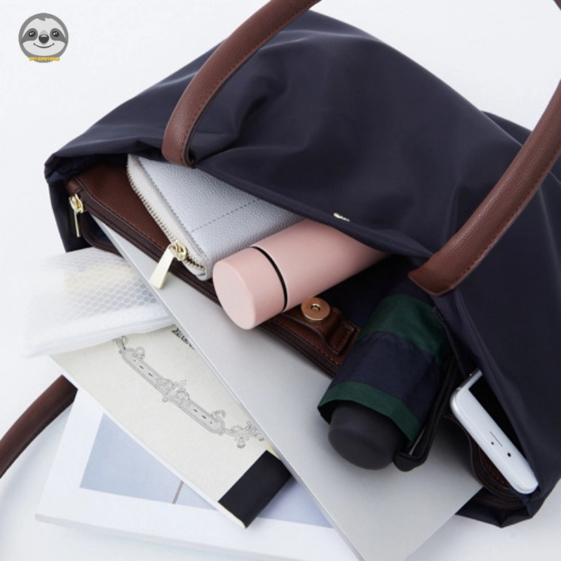 Túi đeo vai khóa kéo phong cách Muji Nhật Bản, sức chứa lớn, nylon chống thấm, nhẹ, phù hợp du lịch