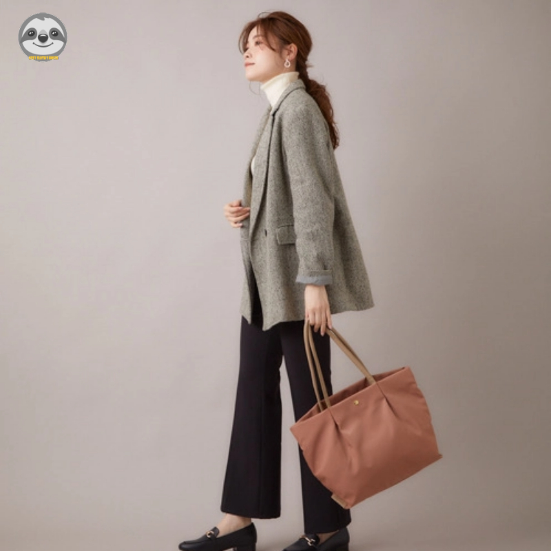 Túi đeo vai khóa kéo phong cách Muji Nhật Bản, sức chứa lớn, nylon chống thấm, nhẹ, phù hợp du lịch