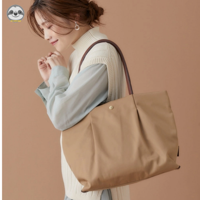 Túi đeo vai khóa kéo phong cách Muji Nhật Bản, sức chứa lớn, nylon chống thấm, nhẹ, phù hợp du lịch