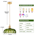 Đèn chùm thủy tinh xanh cổ điển Nhật Bản, Đèn Led mặt dây chuyền kim loại phong cách trung cổ, Đầu giường phòng ngủ, Phòng ăn, Đèn treo trang trí quầy Bar — ảnh 8