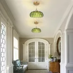 Đèn chùm thủy tinh xanh cổ điển Nhật Bản, Đèn Led mặt dây chuyền kim loại phong cách trung cổ, Đầu giường phòng ngủ, Phòng ăn, Đèn treo trang trí quầy Bar — ảnh 4