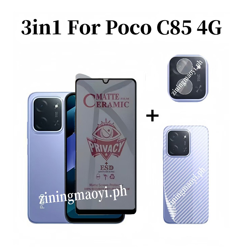 Ốp điện thoại chống sốc di động 4in1 Xiaomi Poco C85 chống rơi cho Poco C75 C71 C61 C65 Màng màng màng gốm và màng ống kính và phim mặt sau