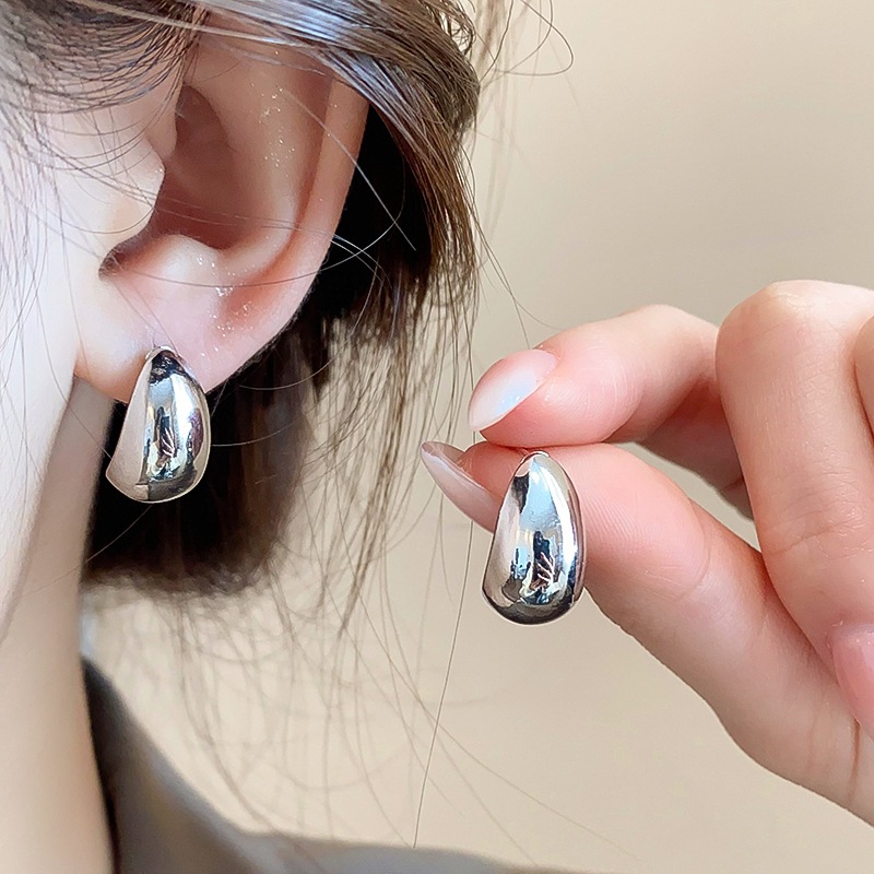 Đinh Tai Hình Bầu Dục Giọt Nước Kiểu Hạt Đậu Thiết Kế Tinh Tế Phụ Kiện Nữ Thanh Lịch Độc Đáo