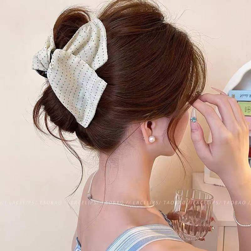 Kẹp tóc chấm bi tam giác thanh lịch cho bé gái, phù hợp làm đuôi ngựa