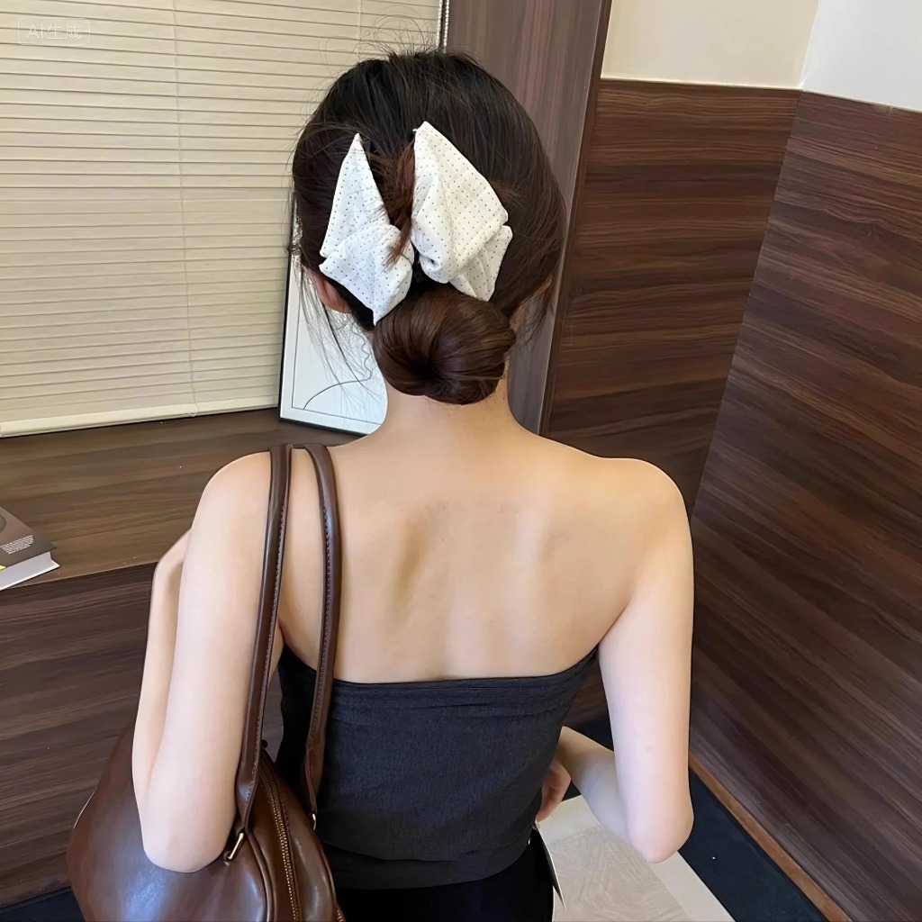Kẹp tóc chấm bi tam giác thanh lịch cho bé gái, phù hợp làm đuôi ngựa